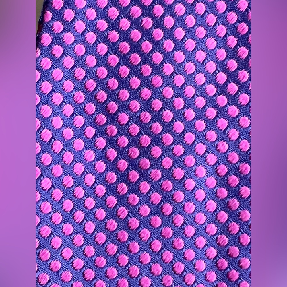 🟣🩷 Adjustable Self-Tie Bow Tie by Ted Baker | Purple with Pink Dots - Picture 4 of 17
